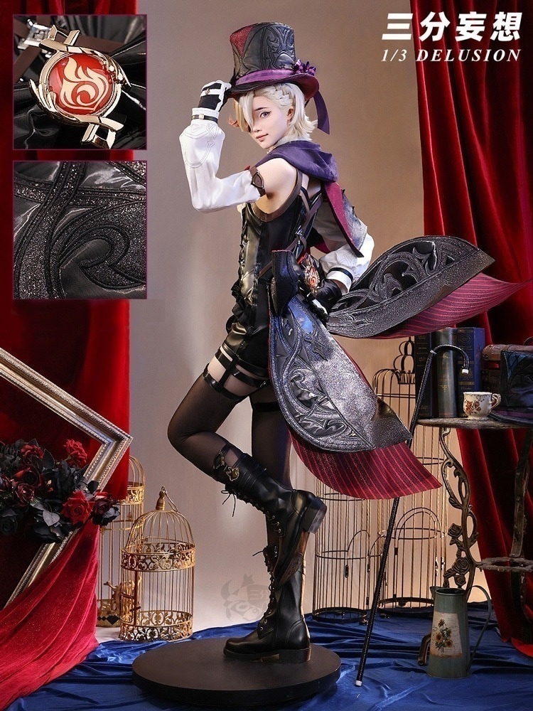 【三分妄想13Delusion】原神 Genshin フォンテーヌ リネ-Lyney コスプレ衣装ウィッグ靴 コスチューム143