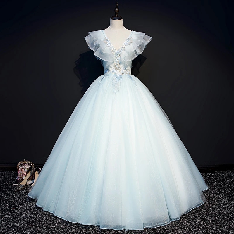 パーティードレス 結婚式 二次会 卒業式 編み上げタイプ イブニングドレス フォーマルドレス 女子会 プリンセスラインドレス Vネック ステージドレス ノースリーブ ロングドレス カラードレス 演奏会 22,010円