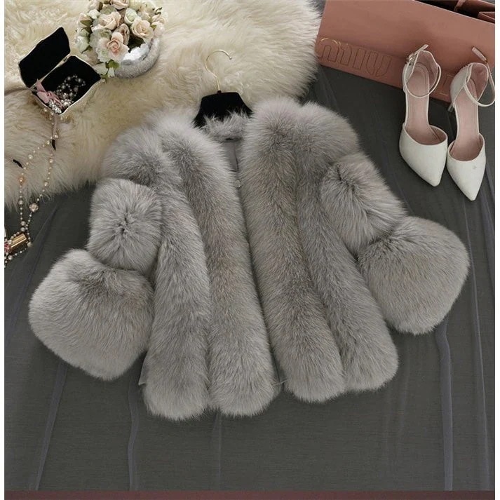 ファーコート レディース フェイクファー フォックス アウター ジャケット毛皮コート ショート丈コ