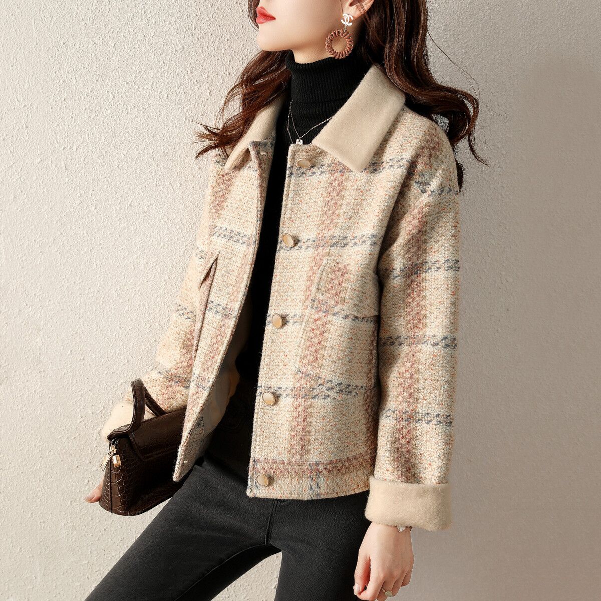 スーツジャケット レディース テーラードジャケット 秋冬新作 長袖ブレザー チェック柄ツイードブレ 5,491円