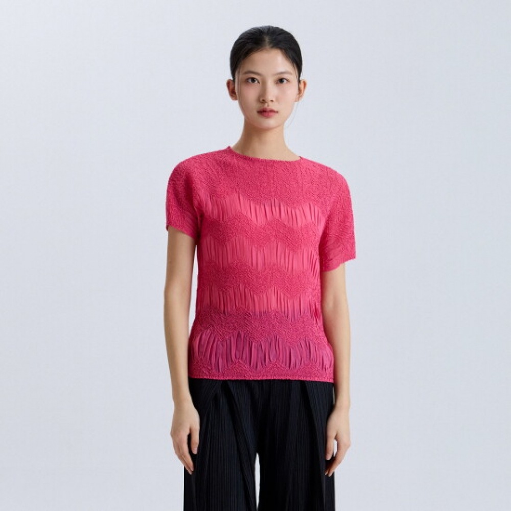 プリーツミ 半袖シャイニングフリルTシャツ_PPTSM126011