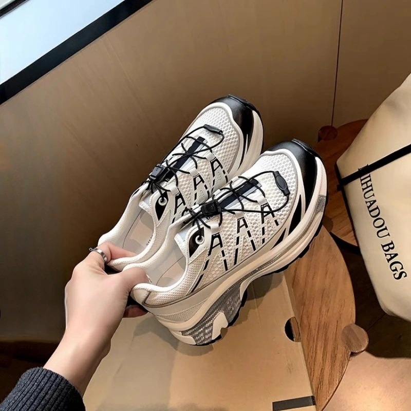 アレッテコーナー xa pro厚い底運動カジュアル靴女性ネット面引き紐おしゃれ靴