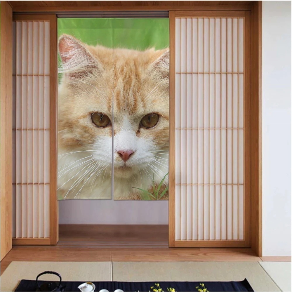 カーテン3456in 猫-猫-子猫-子猫 良いドレープ滑らかでしわになりにくい