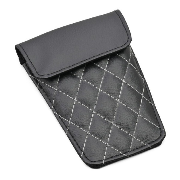 D49128 傷防止シール タンクパッド 汎用 レザー 小物入れ付き ダイヤ ブラック