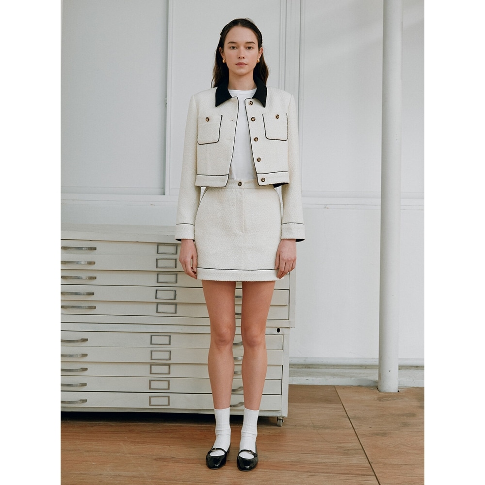 ローラローラライン ミニツイードスカート アイボリー