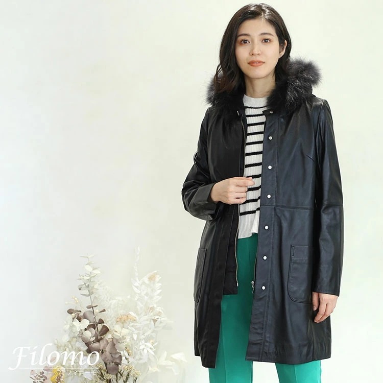 ダウンベスト付きラムレザーコート 27,170円