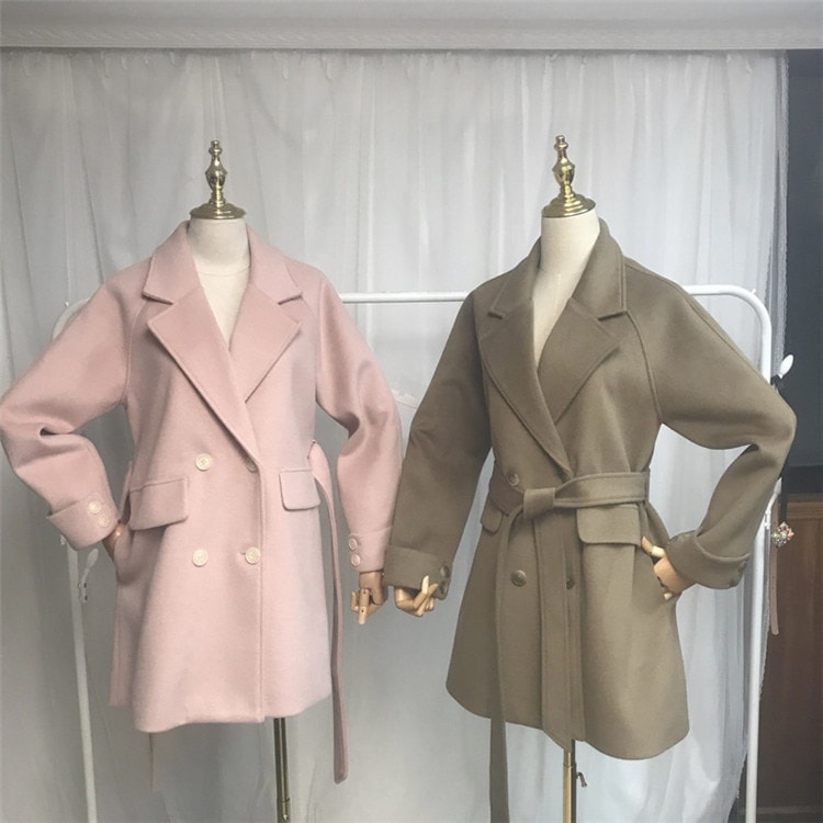 秋色追加 両面の着用 チェスターコート 女性 中長セクション ラペル ゆったりする 長袖 暖かい ウ