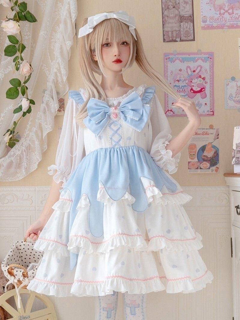 今年人気のロリータSALE オリジナル日常本物 メイド服 安い 地雷系 量産型 ロリータスリングJSK スカートかわいい甘いシステム愛されドッキングワンピース