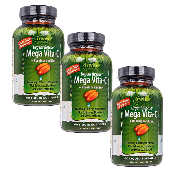ビタCプラスアージェントレスキュー 60錠 3本 IrwinNaturals メガビタC アーウィンナチュラルズ 海外発送 日時指定不可 ヤマト国際便発送