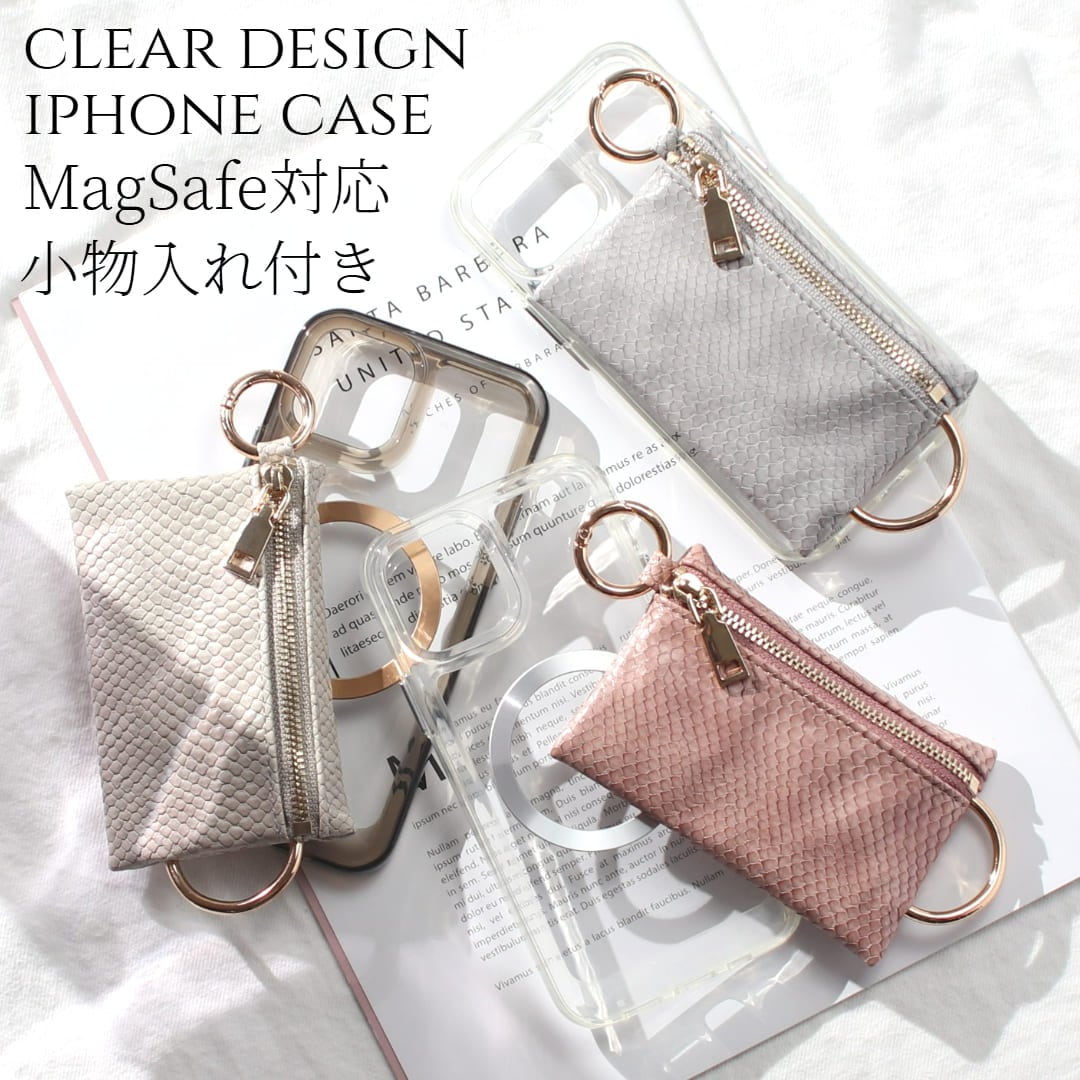 iphone16 ケース クリア 小銭入れ iphone16Pro iphone16Plus iphone16ProMAX マグセーフ magsafe カード収納 カード 背面収納 大容量 大人可愛い