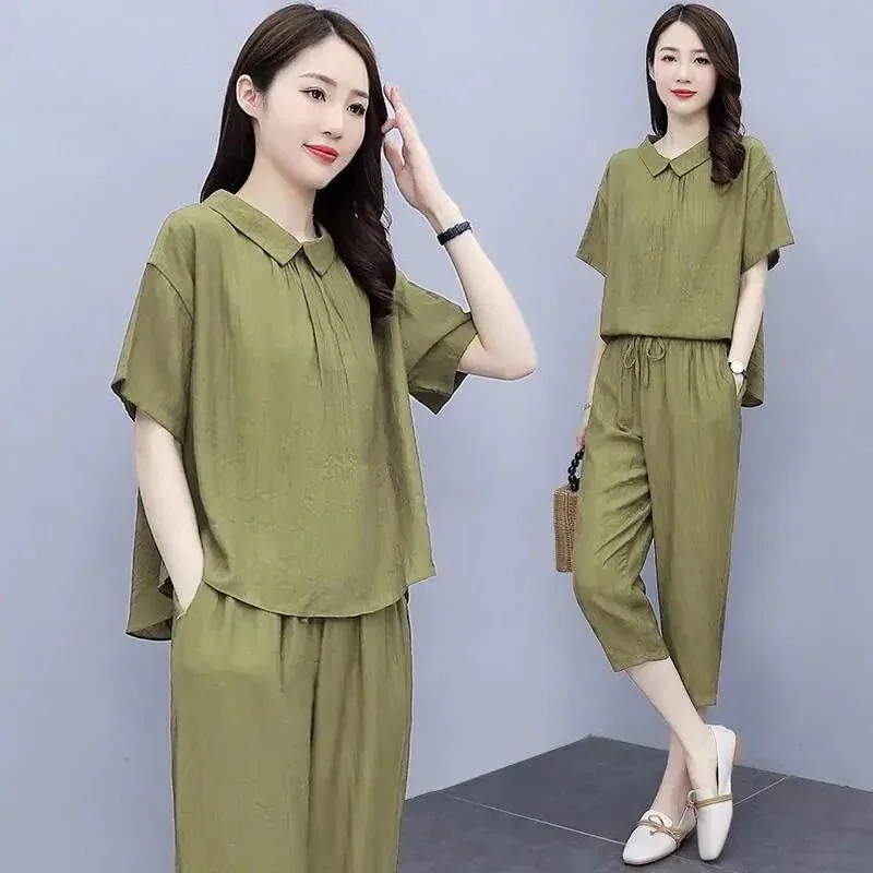 涼しく楽ちんセットアップ レディース 韓国 24新型サマーサイズカジュアルファッションン2点セット 半袖 ウェア セットアップ スウェット上下セット スーツ