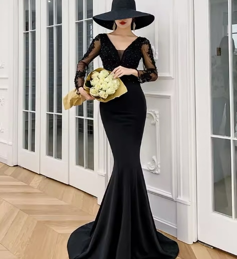 ワンピース デート モテアイテム イブニングドレス ロング丈 マーメイド バックデザイン 大人可愛い きれいめ 上品 おしゃれ かっこいい 大人可愛い ラブリー キュート ガーリー クール モード系