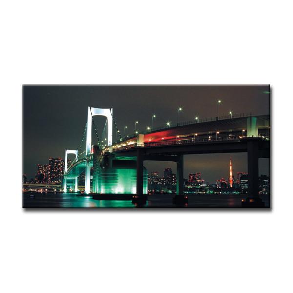 キャンバスアート 60×30cm レインボーブリッジ 夜景 東京 壁掛け パネル 横長 おしゃれ 都市風景 高精細プリント モダン インテリア リビング 寝室