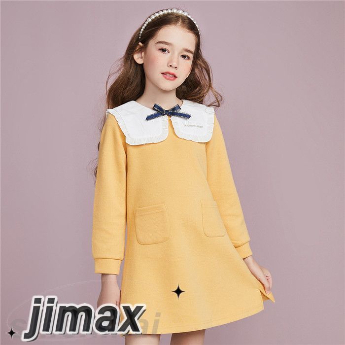 ワンピース 長袖 韓国子供服 女の子 膝丈ワンピース 子供服 イエロー キッズ 長袖ワンピース プリーツ シフォン 春秋着 一目惚れ こどもの日 膝丈 通学 旅行 ドレス 可愛い 発表会 入園式 卒業