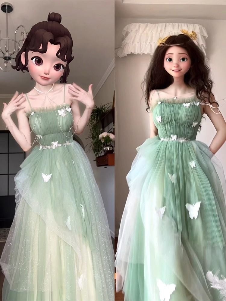 グリーンフォレストスリングオズの魔法使いプリンセスグラデーションカラーチューブトップフェアリードレス