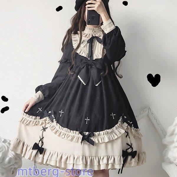 ロリータ ワンピース ゴスロリ メイド ワンピース ゴシック コスプレ パーティードレス コスチューム 衣装 ハロウィン クリスマス ef014ze
