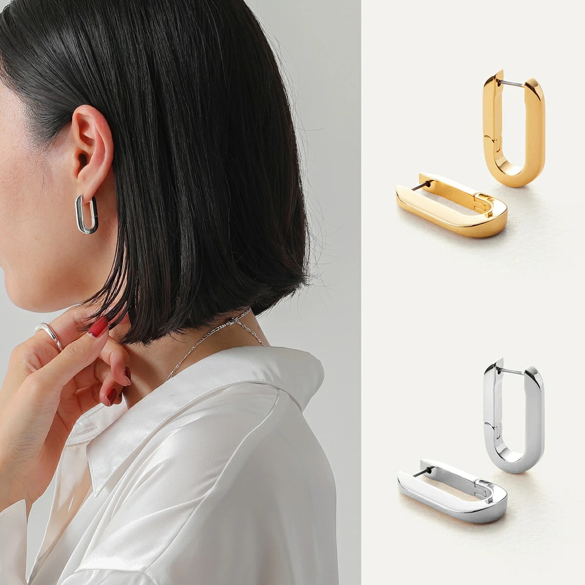 JENNY BIRD ジェニーバード ピアス U-Link Earrings JB3156-HPG JB3156-HPS レディース フープ ロゴ 刻印 アクセサリー カラー2色
