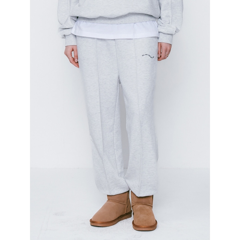 LOSSYROW ピンタック ウェーブ スウェットパンツ ホワイトメランジ