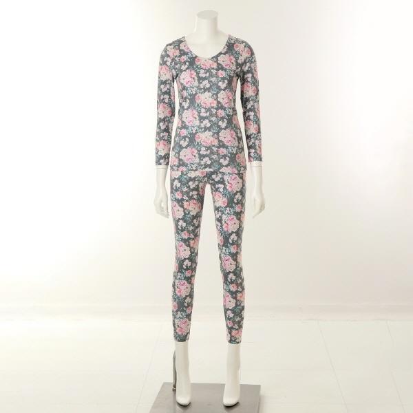 VLGQ031S_暖かい花柄 女性用肌着 上下セット