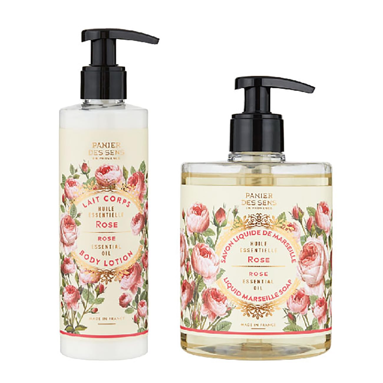 Panierdessens(パニエデサンス) エッセンシャルズ リキッドマルセイユソープ＆ボディミルク ローズの香り フランス製 南仏プロバンス ボディソープ＆全身保湿