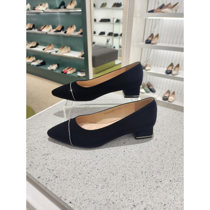 [驪州店] [] 女性スティレット 繻子素材 キュービックポイント パンプス 靴(2color) 712531001 ブラック