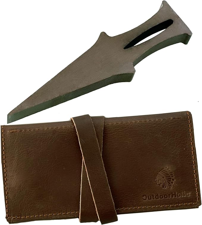 クサビ 薪割り アウトドア キャンプ 薪割り道具 薪割り機 林業 楔 斧 鉈 オノ ナタ アックス 焚き火 薪ストーブ 暖炉 苦無 クナイ 9navi chopper (クサビ1本＋専用本革ケース)