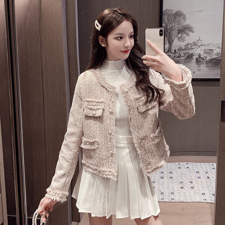 ジャケット ジャケット 上着 ショート ショート丈 袖あり 長袖 Uネック ツイード ツイードジャケット かわいい 大人可愛い きれいめ 大人 上品 おしゃれ お洒落 かっこいい 大人可愛い 大人女子