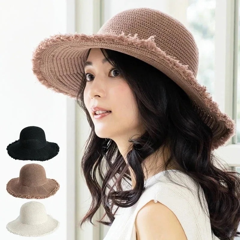 帽子 レディース フリンジサーモキャペリン サーモ キャペリン つば広 ハット バカンス 日よけ 春 春夏 夏 ギフト 運動会 旅行 母の日