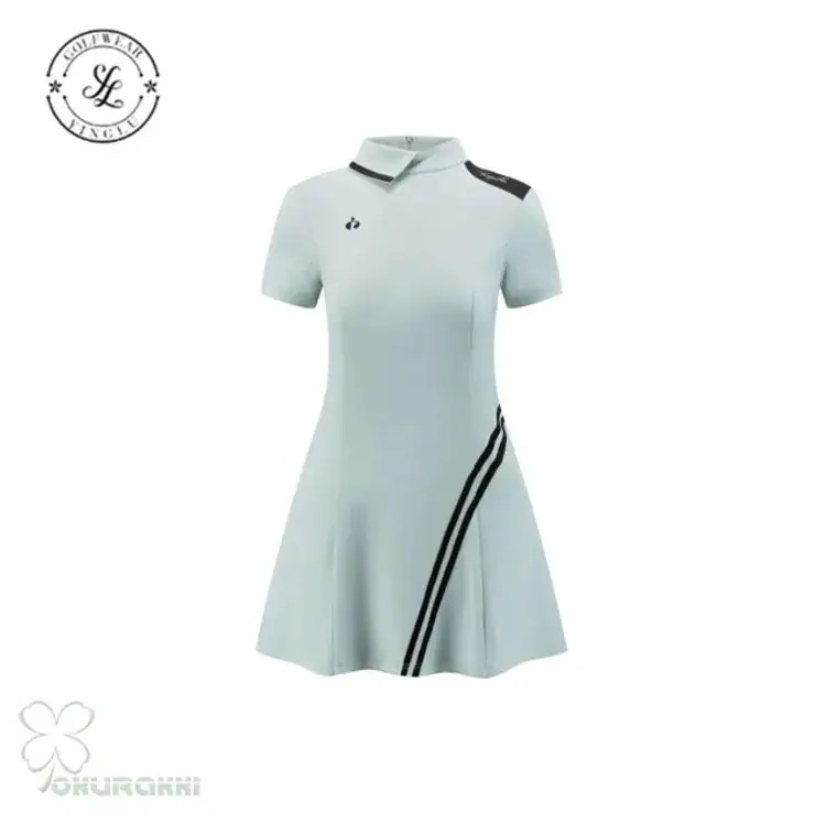 ゴルフウェア レディース ゴルフ ドレス ワンピース 丈長め ゴルフ スカート 半袖ワンピース 春 夏 新作 立体裁断2505gfop03