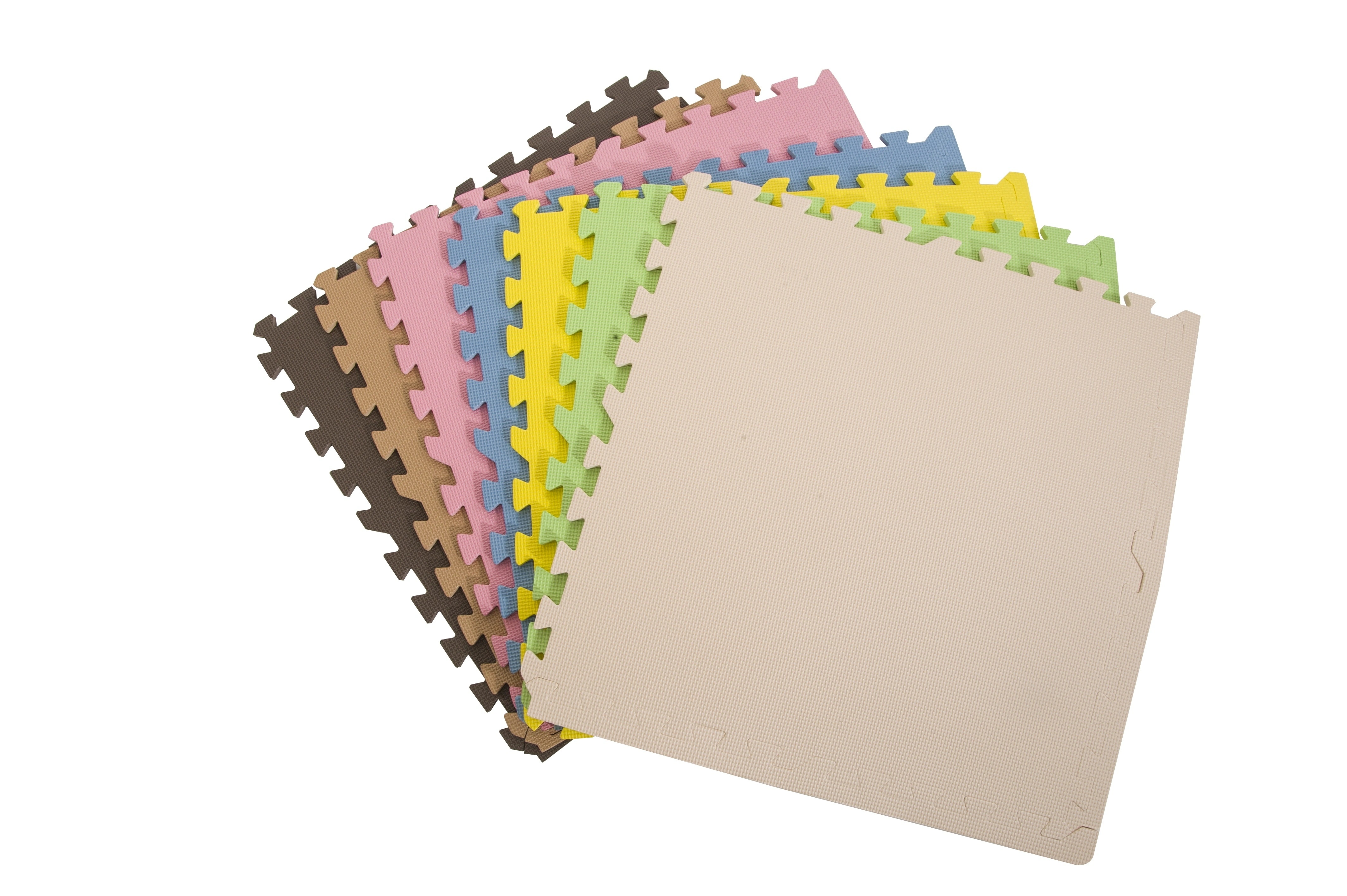 ジョイントマット 大判60cm 3畳 16枚 厚手 2cm おしゃれ EVA高品質 防音断熱 安心のノンホル 転倒防止 サイドパーツ付き【グリーンベージュ】