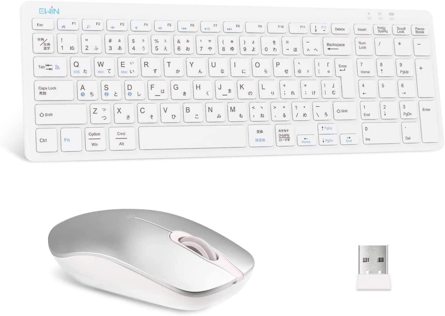 【本日限定価格】 Ewin ホワイト 軽量 超薄型 レシーバー付き 2.4G+bluetoothマウ