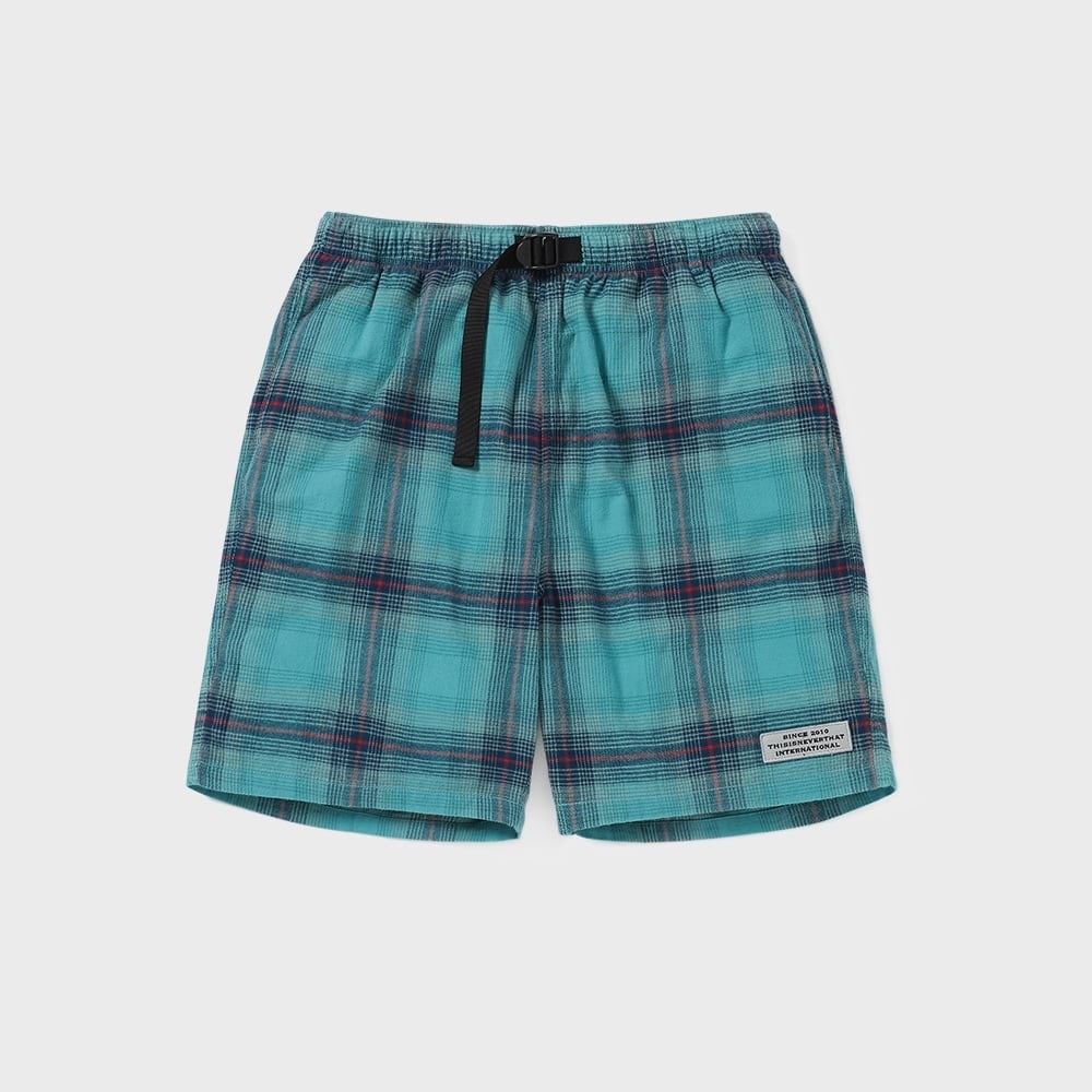 ディス・イズ・ネヴァー・ザット・ベルト付きチェック・ショートグリーン