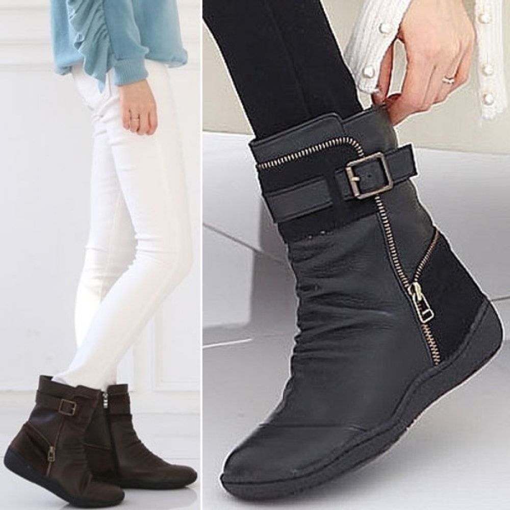 (ニナスパリ) 韓国製_快適にフィットする牛革ブーツ (7J530)