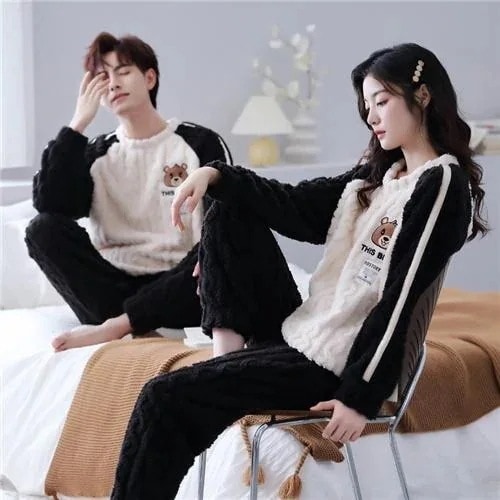 【幸運】ペアパジャマ モコモコ 男女2着 セット カップル ペア ウェア 長袖 ペア パジャマ 夫婦 もこもこ メンズ ペアパジャマ カップル 結婚祝い プレゼン