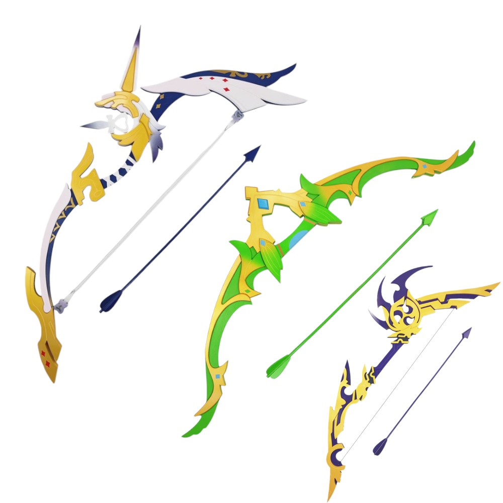 原神　飛雷の鳴弦 蒼翠の狩猟弓 アモスの弓 武器　コスプレ道具 1.1m レプリカ　木　撮影道具　　ハロウィン　げんしん　イベント　仮装　おもちゃ