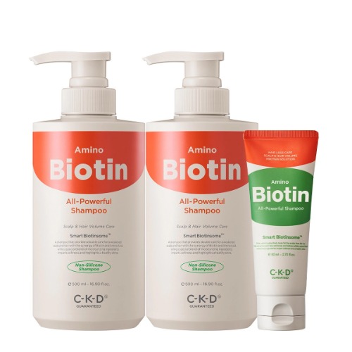 シーケイディアミノビオチンオールパワフルシャンプー500ml x 2 + 80ml健康な頭皮ソフトヘアケア