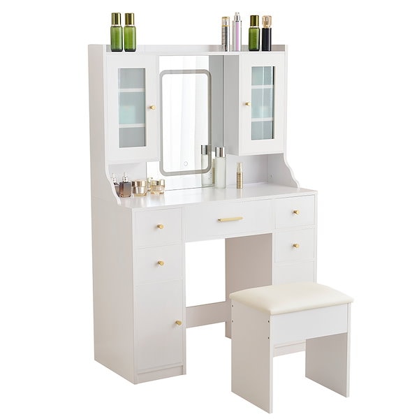 Qoo10] ドレッサー 化粧台 テーブル 鏡台 ライ