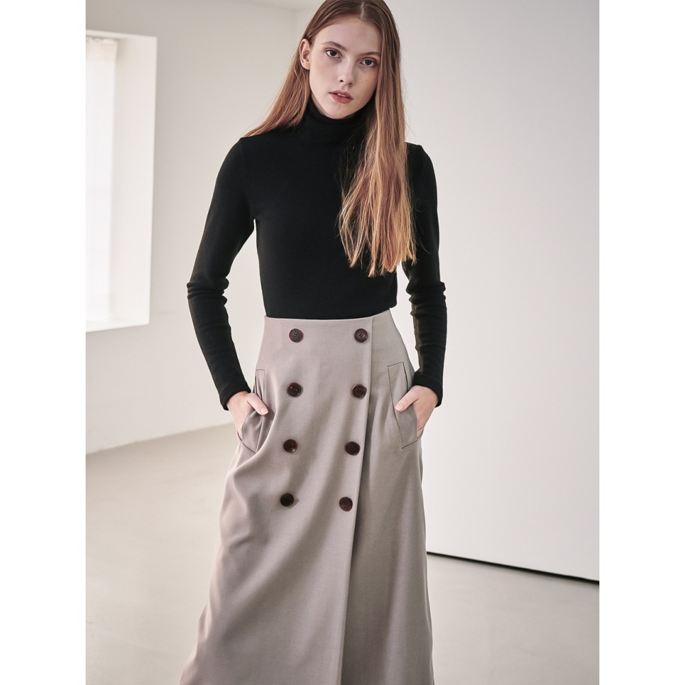 ACUD ガイア ダブルボタンペンシルスカート_ベージュ 11,809円