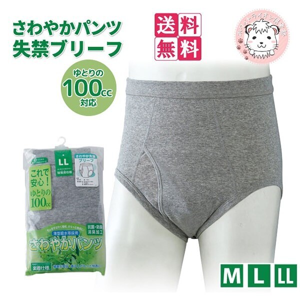 紳士 失禁パンツ 男性用 さわやか失禁 ブリーフ 100cc対応 W663 3枚セット M/L/LL