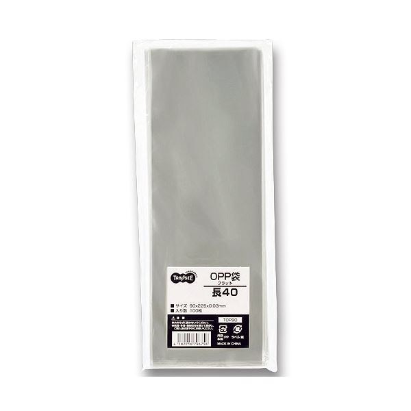 （まとめ） TANOSEE OPP袋 フラット 長40 90225mm 1セット（1000枚：100枚10パック） 2セット