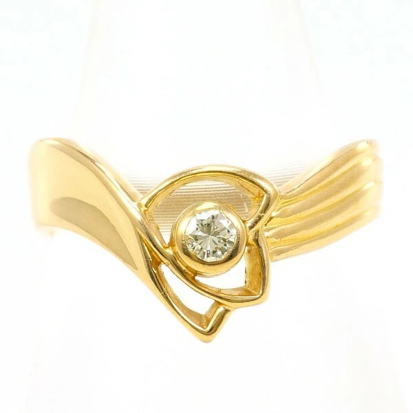 K18 18金 YG イエローゴールド リング 指輪 8号 ダイヤ 0.05 ジュエリー 中古