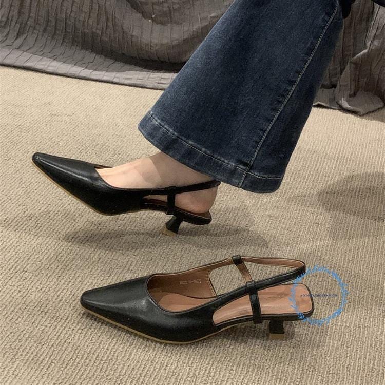 バックストラップ 靴 ローヒール シューズ レディース ポインテッドトゥ 結婚式 【本日のセール】パンプス パーティー