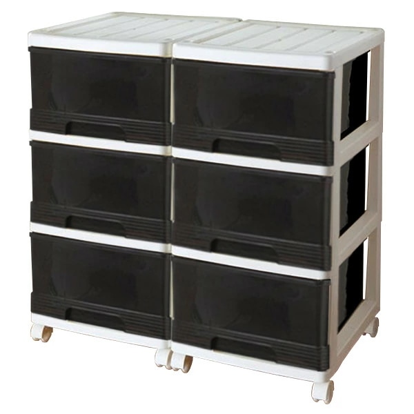 収納ケース プラスチック 引き出し 深型３段 ２個組 おしゃれ ホワイト／ブラック キャスター付き 5,502円