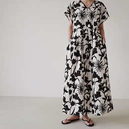 ワンピース レディース ワンピース キレイめ 膝丈ワンピース 夏 半袖 ワンピ 花柄 ロング丈ワンピ オシャレ Vネックワンピース 通勤 着痩せ