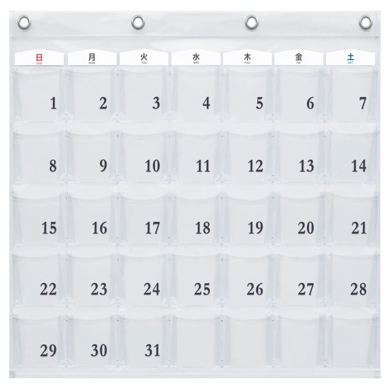 サキ カレンダーポケット Mサイズ クリアー W-416 幅65×高さ56.5cm(ポケットマチ3cm) ブランド: サキ(Saki)