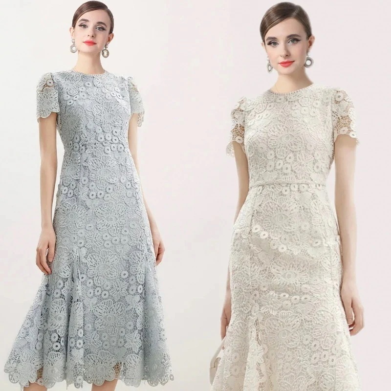 レースフィッシュテールワンピース（重厚感・ボディコン） 入学式 卒業式 結婚式 演奏会 パーーティー お呼ばれドレス