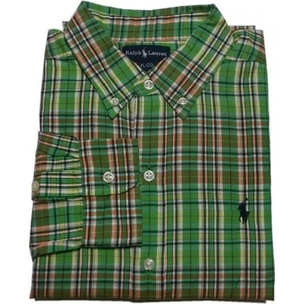 ボーイズサイズ 長袖 ボタンダウンシャツ グリーン boys PR2-382