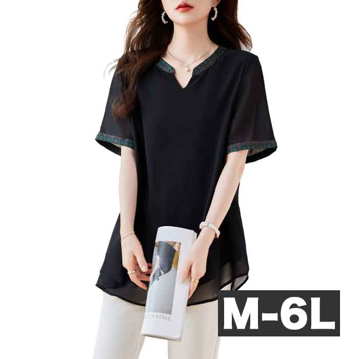 チュニック お尻が隠れる ロング ブラウス チュニック オーバーブラウス キーネック シアー 大きい透け感 大きいサイズ レディース トップス ロングシャツ チュニック シャツ 半袖 七分袖 ロング