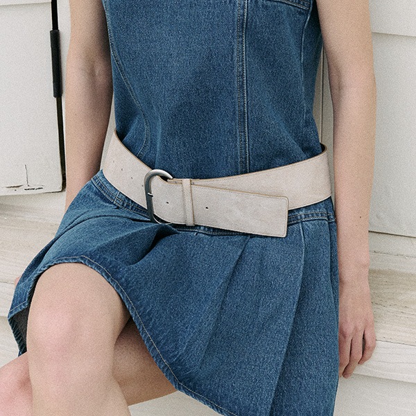 REAL SUEDE WIDE BELT BEIGE