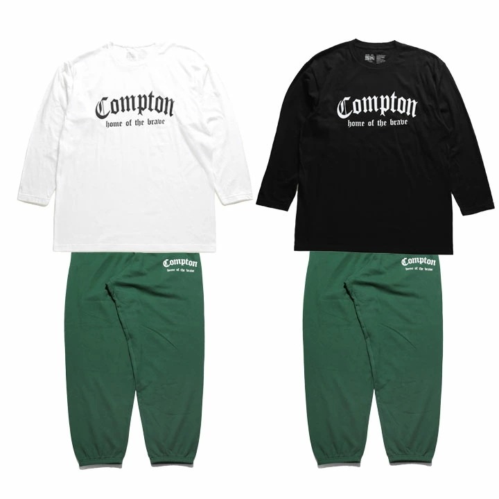 ACE FLAG 上下セット 長袖 ブランド スケボー メンズ 春秋冬用 白 黒 大きいサイズ エースフラッグ セットアップ ロンT スウェットパンツ Compton